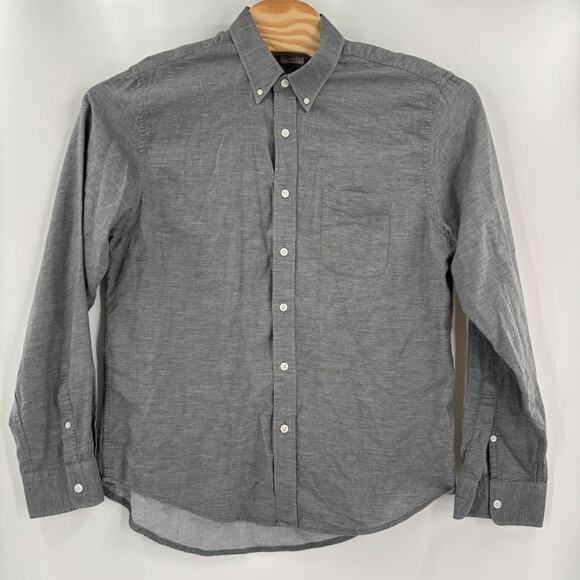 Faherty Mens XL Solid Gray Button Down Long Sleeve Cotton Shirt - Picture 3 of 4